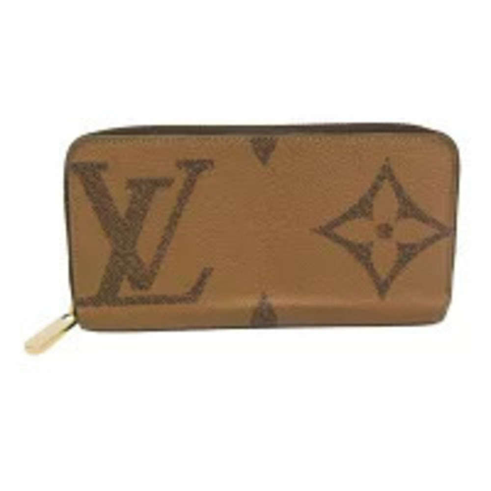 Louis Vuitton Monogram Reverse Zippy Wallet Giant Bifold Canvas Leather Brown